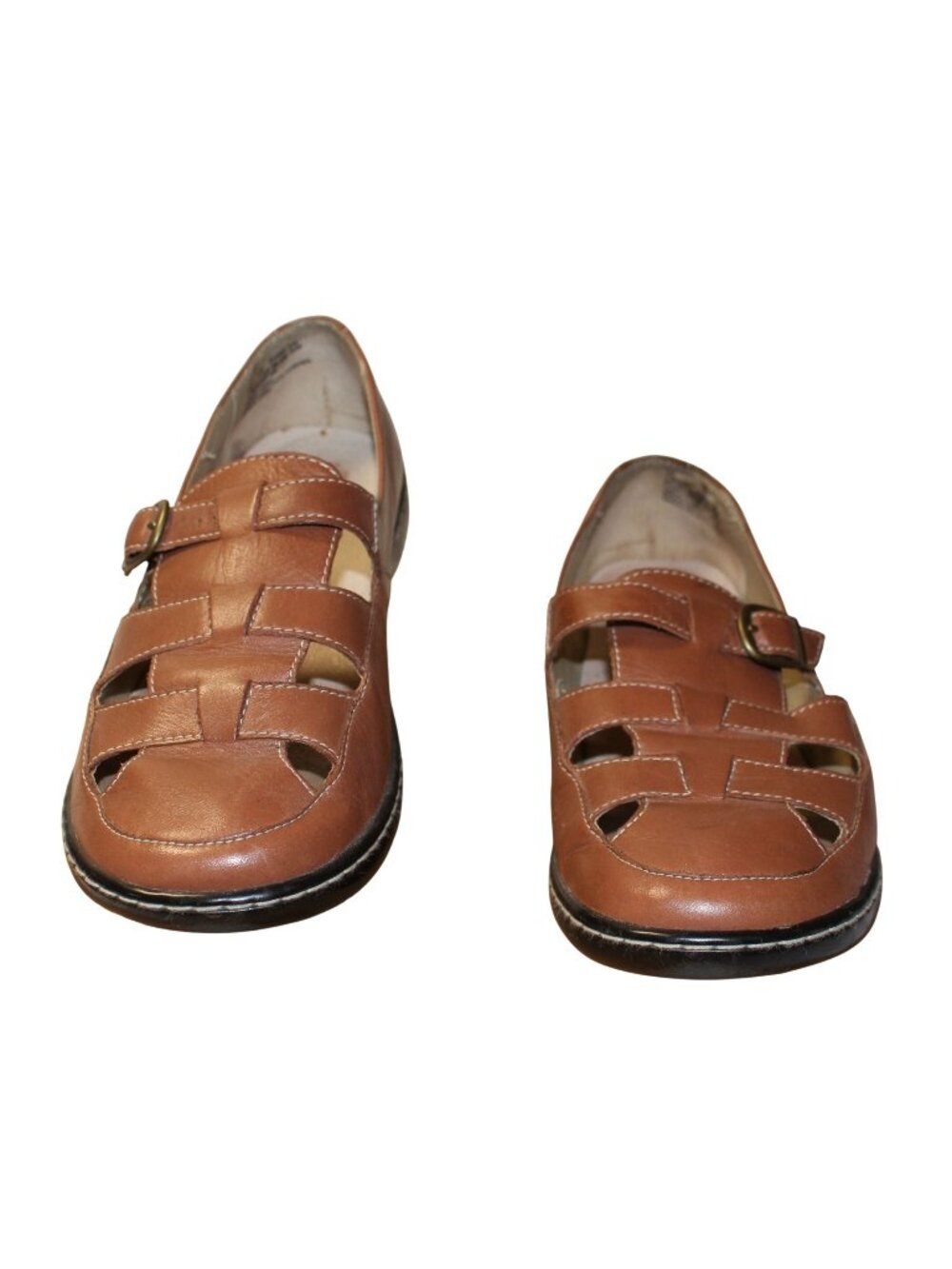 Hush Puppies Chardon Brown Leather Fisherman Clog Mules Comfort Shoes 7.5 EW